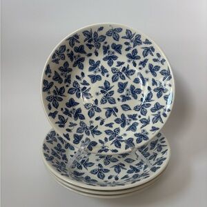 Churchill Blue Bramble Pasta Bowls Set of 4 Made in England Vintage 8”